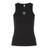 The EMB S&S Activewear Women's Birmingham Rugby Baby Rib Tank is a black ribbed tank top with a small green and white triangular logo centered on the chest.