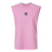 The Birmingham Steel Rugby Unisex Muscle Tee by EMB S&S Activewear is a sleeveless pink heavyweight cotton top featuring a small embroidered green and black shield emblem on the chest.