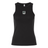 The EMB S&S Activewear Women's Birmingham Steel Baby Rib Tank is a black fitted tank top featuring a small embroidered patch logo centered on the chest, designed in a classic women’s baby rib style.