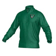 Birmingham Vulcans DNA Denver 1/4 Zip by Teamatical—a green long-sleeve performance fleece pullover with a black and white shield-shaped logo on the left chest. No background, front view.