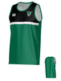 Birmingham Vulcans Canterbury Legacy Performance Singlet by Teamatical: a sleeveless green and black sports jersey featuring a white stripe, logo on the chest, and a plain green back.