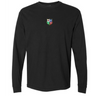 The EMB S&S Activewear British & Irish Lions Vintage Long Sleeve Comfort Tee features a small, multicolored four-symbol crest on the left chest—ideal for fans seeking classic style and comfort.