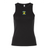 Show your team pride in the EMB S&S Activewear Women's Blackthorn Rugby Baby Rib Tank—a black ribbed tank top with a small green and yellow crest logo on the chest.