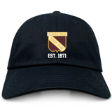 The EMB S&S Activewear Conestoga Rugby Adult Low-Profile Cotton Twill Dad Cap features embroidered team branding with the Conestoga Rugby Club crest and "EST. 1971" on the front.
