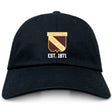 The Conestoga Rugby Flexfit Drill Cap by EMB Canterbury is a black curved brim cap with the club crest and "EST. 1971" embroidered on the front, offering a classic look for fans.