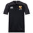 The Conestoga Rugby Vapodri Evader Jersey by EMB Canterbury is a black short-sleeved rugby top with moisture-wicking tech, a Canterbury logo on the right chest, and a yellow "COMESTORA EST. 1971" shield on the left chest.