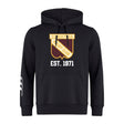 The Conestoga Rugby Club Lightweight Hoodie by WRS Canterbury features the club crest and "EST. 1971" on the front, white sleeve stripes, and a classic kangaroo pocket for comfort.