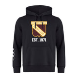 The Conestoga Rugby Club Lightweight Hoodie by WRS Canterbury features the club crest and "EST. 1971" on the front, white sleeve stripes, and a classic kangaroo pocket for comfort.
