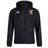 The Conestoga Rugby Club Vaposhield Full Zip Rain Jacket by EMB Canterbury is a black, lightweight rain jacket with a hood, zipper, white Canterbury logo on the right chest, and a crest with "EST. 1871" on the left chest.