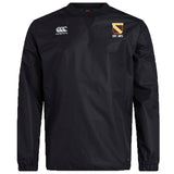 The Conestoga Rugby Club Vaposhield Contact Top by EMB Canterbury is a black long-sleeve training top with a gold shield logo ("EST. 1971") and the Canterbury logo on the chest, featuring advanced Vaposhield technology for performance.