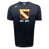 The Conestoga Rugby Tempo Vapodri T-Shirt by WRS Canterbury features "Conestoga Rugby Club Est. 1971" and shield logo on the front, offering athletic performance and superior moisture-wicking comfort for active lifestyles.