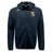 The Conestoga Rugby Tempo Vapodri Full-Zip Hoodie by EMB Canterbury is a black hoodie with a hood, drawstrings, moisture-wicking fabric, Canterbury logo on the right chest, and a shield crest with "EST. 1871" on the left.