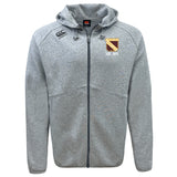 Stay dry and comfortable in the Conestoga Rugby Tempo Vapodri Full-Zip Hoodie by EMB Canterbury, featuring a crest and "EST. 1871" on the chest, a black logo on the shoulder, and classic moisture-wicking style.