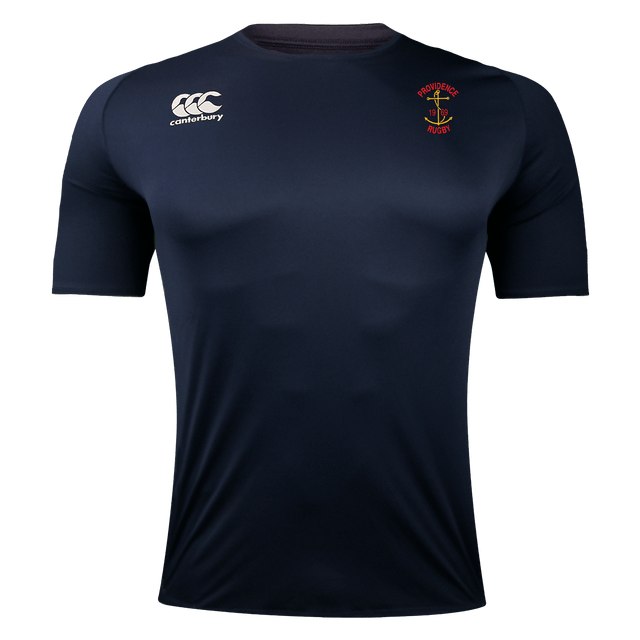 A Rhode Island Rugby Club Canterbury Core Vapodri Superlight Rugby T-Shirt with the crest on the front.