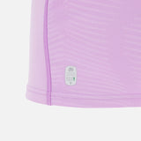 Close-up of the lower side of the light purple Scotland 25/26 Replica Away Jersey by Macron, showing visible stitching and an "ECOA" label that highlights its eco-friendly materials.