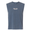 The CenCal Youth Rugby Unisex Muscle Tee by EMB S&S Activewear is a blue-gray heavyweight cotton shirt featuring "GEN CAR FIGHT CLUB" in bold white outlined text—ideal for CenCal Youth Rugby fans.