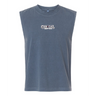 The CenCal Youth Rugby Unisex Muscle Tee by EMB S&S Activewear is a blue-gray heavyweight cotton shirt featuring "GEN CAR FIGHT CLUB" in bold white outlined text—ideal for CenCal Youth Rugby fans.