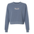 The EMB S&S Activewear Women's CenCal Youth Rugby Mid-Length Crewneck Sweatshirt is blue, has long sleeves, and features "GEN CAR '23 NEW ERA" in white and gray on the chest.