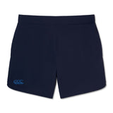 Navy blue Canterbury Elite Woven gym shorts with zippered pockets and a small logo on the left hem.
