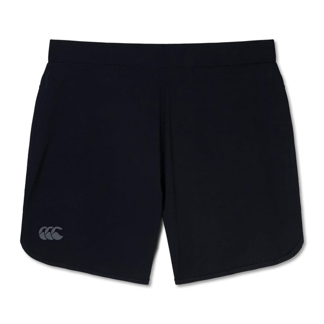 Navy blue Canterbury Elite Woven gym shorts with a logo on the left hem, displayed against a white background.