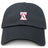 The Philly Whitemarsh RFC Adult Low-Profile Cotton Twill Dad Cap by EMB S&S Activewear is a black hat with red and white embroidered team branding and the Philadelphia International Rugby Football Club logo on the front.