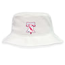 The Philly Whitemarsh RFC Crusher Bucket Cap by EMB S&S Activewear is a white cotton hat with a maroon and white crest logo featuring a bell emblem and "1985" on the front, combining classic style with sun protection.