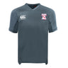 The Philly Whitemarsh RFC Vapodri Evader Jersey by EMB Canterbury is a grey short-sleeved rugby top with moisture-wicking tech, a white "Canterbury" logo on the right chest, and a red and white team crest on the left chest.