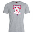 The Philly Whitemarsh RFC Club Plain Tee by WRS Canterbury is a gray cotton blend shirt featuring a bold Liberty Bell and the years 1961, 1967, and 1985—a classic for supporters of Philadelphia-Whitemarsh RFC.