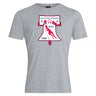 The Philly Whitemarsh RFC Club Plain Tee by WRS Canterbury is a gray cotton blend shirt featuring a bold Liberty Bell and the years 1961, 1967, and 1985—a classic for supporters of Philadelphia-Whitemarsh RFC.