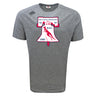 The Philly Whitemarsh RFC Tempo Vapodri T-Shirt by WRS Canterbury features the club's Liberty Bell logo with the years '61, '67, and 1985—a gray athletic tee perfect for fans and players seeking top performance.