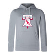 The Philly Whitemarsh RFC Club Lightweight Hoodie by WRS Canterbury features a large maroon and white Liberty Bell graphic, rugby logo, text on the chest, and a comfortable kangaroo pocket.