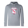 The Philly Whitemarsh RFC Club Lightweight Hoodie by WRS Canterbury features a large maroon and white Liberty Bell graphic, rugby logo, text on the chest, and a comfortable kangaroo pocket.
