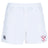 The Philly Whitemarsh RFC Advantage Rugby Shorts by EMB Canterbury feature an elastic waistband, moisture-wicking fabric, the Canterbury logo on the left leg, and a club crest with text and graphics on the right leg.