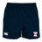 Philly Whitemarsh RFC Advantage Rugby Shorts by EMB Canterbury in navy blue, featuring moisture-wicking fabric, a white Canterbury logo on the left leg, and a red and white Philly Whitemarsh crest on the right.