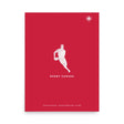An authentic PF LIC Rugby Canada Player Silhouette Poster with a red cover featuring a white outline of a rugby player.