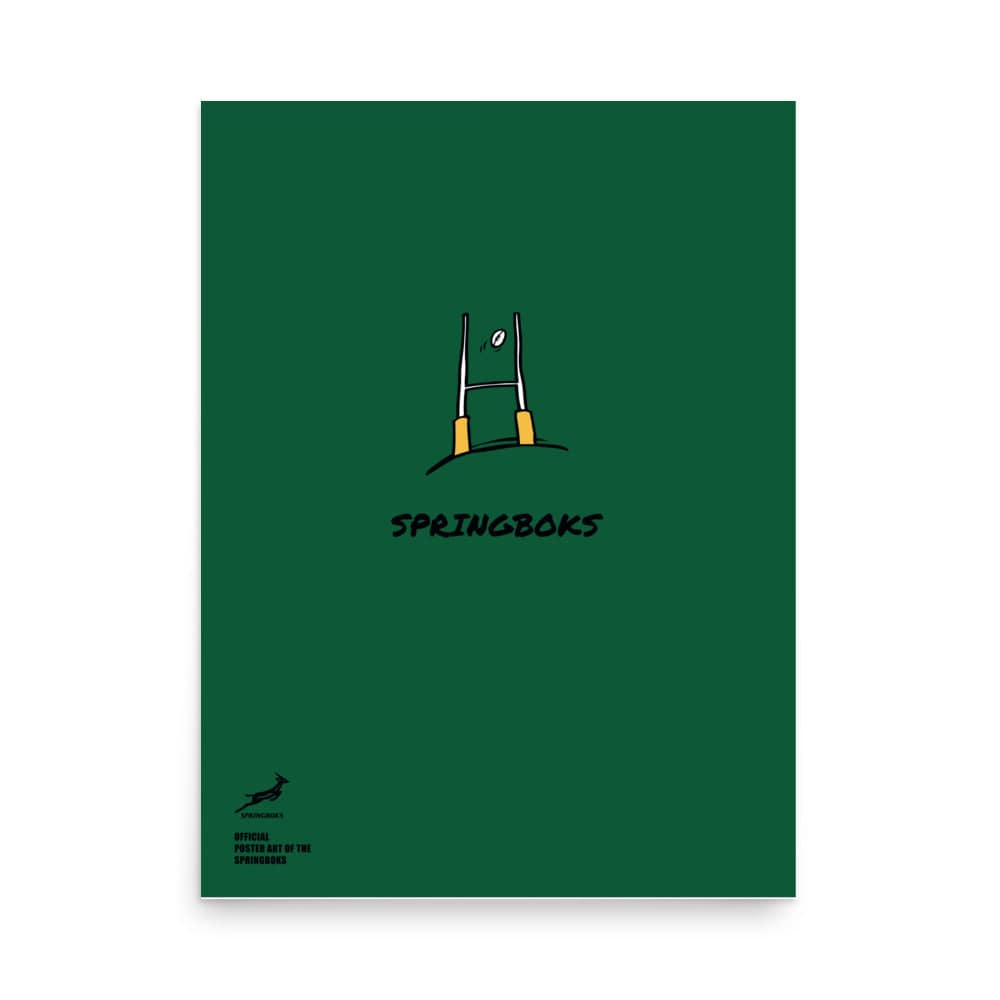 A Springboks Kicking It Through the Goal Post Poster with the word PF LIC on it.