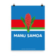 A Manu Samoa Rugby Tradition poster featuring the word "Samoa" by PF LIC.
