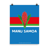 A Manu Samoa Rugby Tradition poster featuring the word "Samoa" by PF LIC.