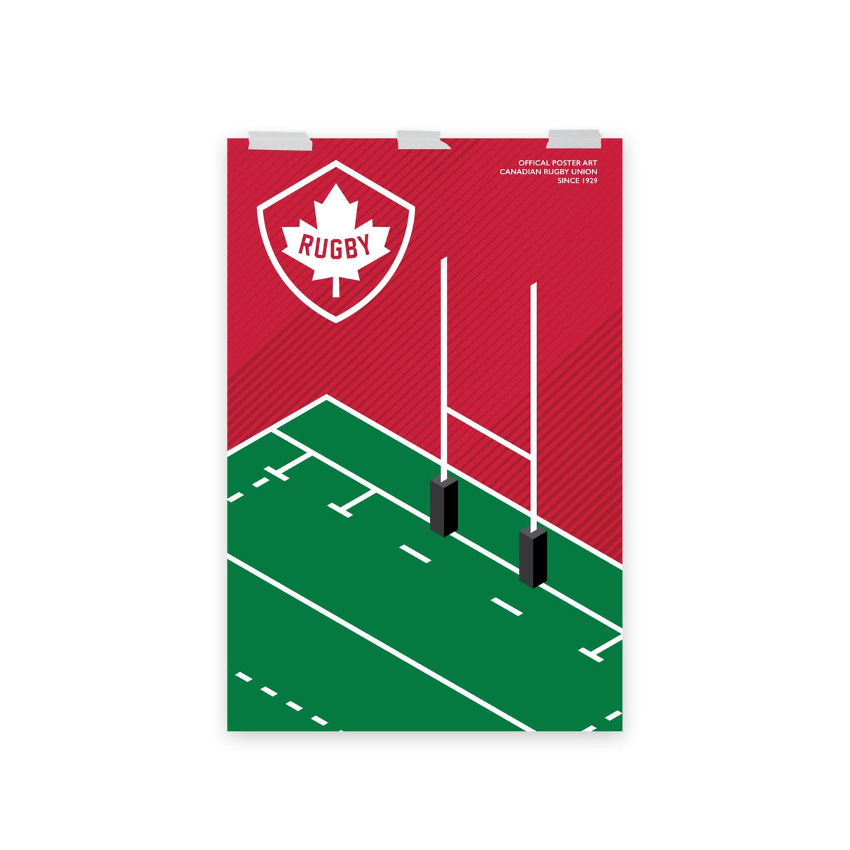 A PF LIC Rugby Canada Rugby Pitch Poster for rugby enthusiasts featuring a rugby field.