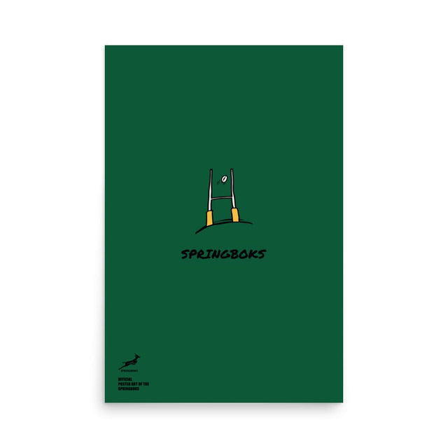 A Springboks Kicking It Through the Goal Post poster with the brand name PF LIC on it.