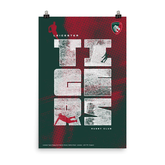 An official PF LIC Leicester 'TIGERS Silhouette' rugby poster.