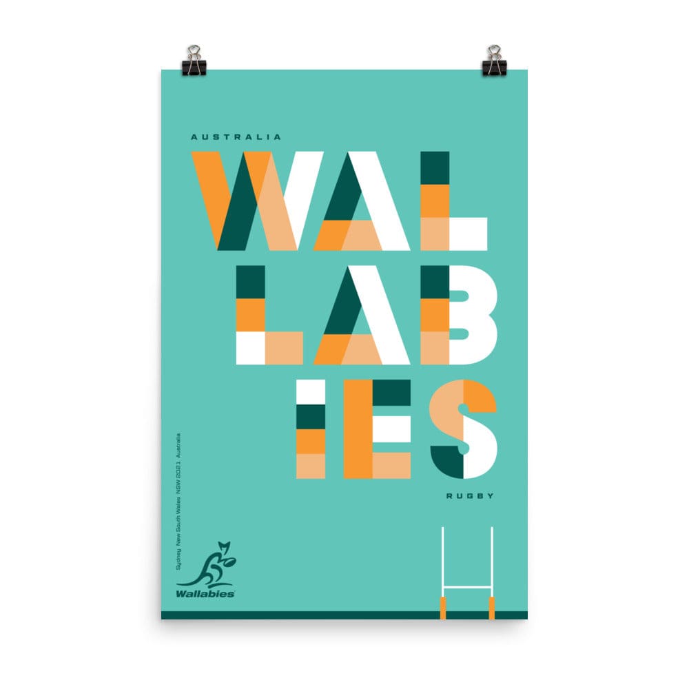 A Wallabies Striped Text Poster by PF LIC.
