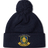 Navy blue Old Man Rivah Rugby Pom Pom Beanie by Canterbury featuring a bobble and an embroidered cuff crest with a bearded face, the text “Old Man Rivah,” and a banner reading “Mori Quam Cedere.”.