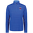 The EMB Augusta Women's Nations of Rugby France Pursuit 1/4 Zip Pullover features a blue long-sleeve design with a "France Rugby" logo and red rooster emblem—ideal for fans wanting stylish women's rugby apparel.