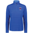 The EMB Augusta Women's Nations of Rugby France Pursuit 1/4 Zip Pullover features a blue long-sleeve design with a "France Rugby" logo and red rooster emblem—ideal for fans wanting stylish women's rugby apparel.