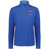 The EMB Augusta Women's Nations of Rugby France Pursuit 1/4 Zip Pullover features a blue long-sleeve design with a "France Rugby" logo and red rooster emblem—ideal for fans wanting stylish women's rugby apparel.