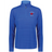 The EMB Augusta Women's Nations of Rugby Les Bleus Pursuit 1/4 Zip Pullover is a blue moisture-wicking athletic top featuring "LES BLEUS," "FRANCE RUGBY" text, and a red logo—perfect for fans.