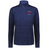 The EMB Augusta Women's Nations of Rugby Les Bleus Pursuit 1/4 Zip Pullover features navy stripes, "LES BLEUS," a red volleyball logo, "FRANCE WEST" on the chest, and moisture-wicking fabric—ideal for active days.