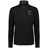 The EMB Augusta Women's Nations of Rugby Les Bleus Pursuit 1/4 Zip Pullover in black features "LES BLEUS FRANCE RUGBY" and a red rooster logo on the chest. This moisture-wicking athletic top is perfect for rugby fans.