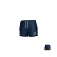 Navy blue Teamatical NCRA Megalodons Women’s rugby shorts with a white drawstring waist, featuring a shark logo and “Megalodons” text on the leg.